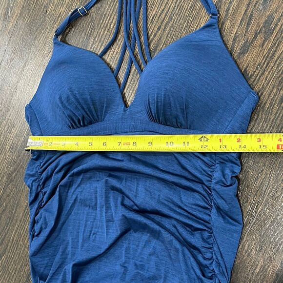 Athleta Aqualuxe Swimsuit Women’s Medium Blue Two Piece Strappy 212829 - Picture 8 of 10